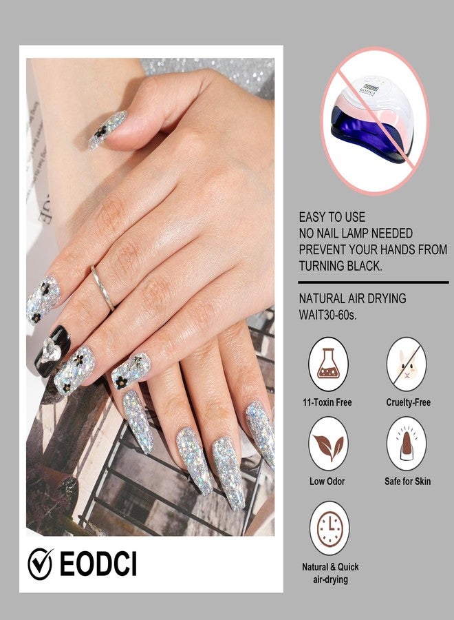 EODCI 1 Oz/28g Sequin Silver Dip Powder, Glitter Dipping Powder French Pro Collection System Nail Art Starter Manicure Salon DIY at Home, Odor-Free&Long-Lasting, No Needed Nail Lamp Curing - Image 5